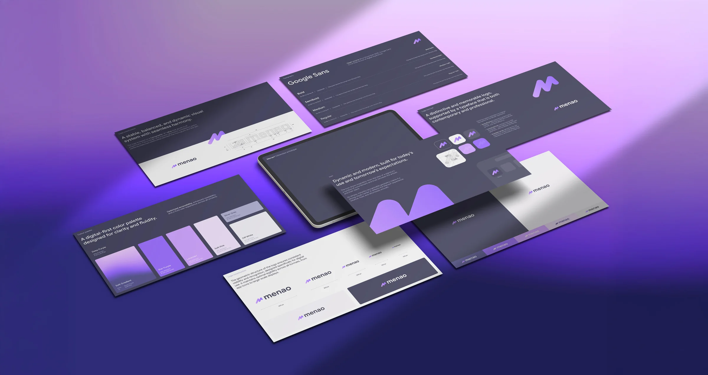Menao® — maquette UI interface digitale mobile-first
