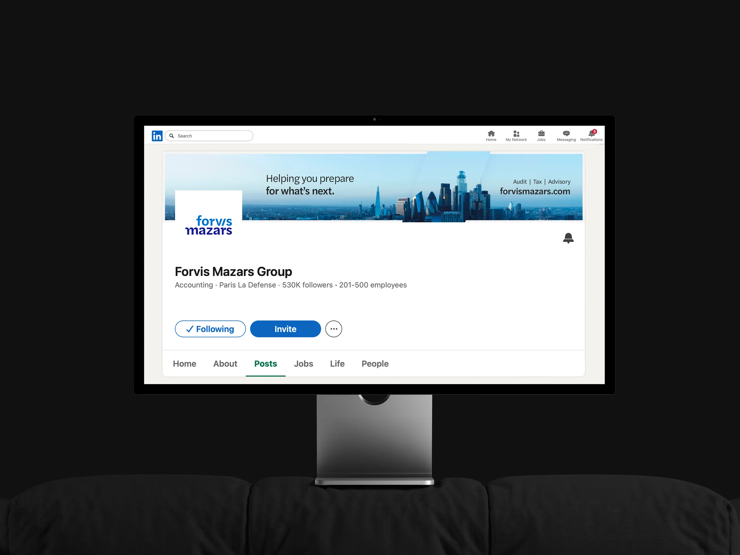 Forvis Mazars® — Branding LinkedIn, système d'identité visuelle digitale mondiale