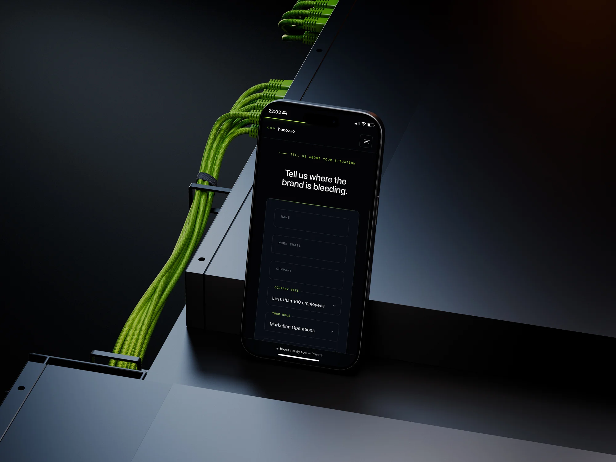 Hoooz — interactions sur mesure, animation terminal et toggle tarifs avec sélecteur de devise