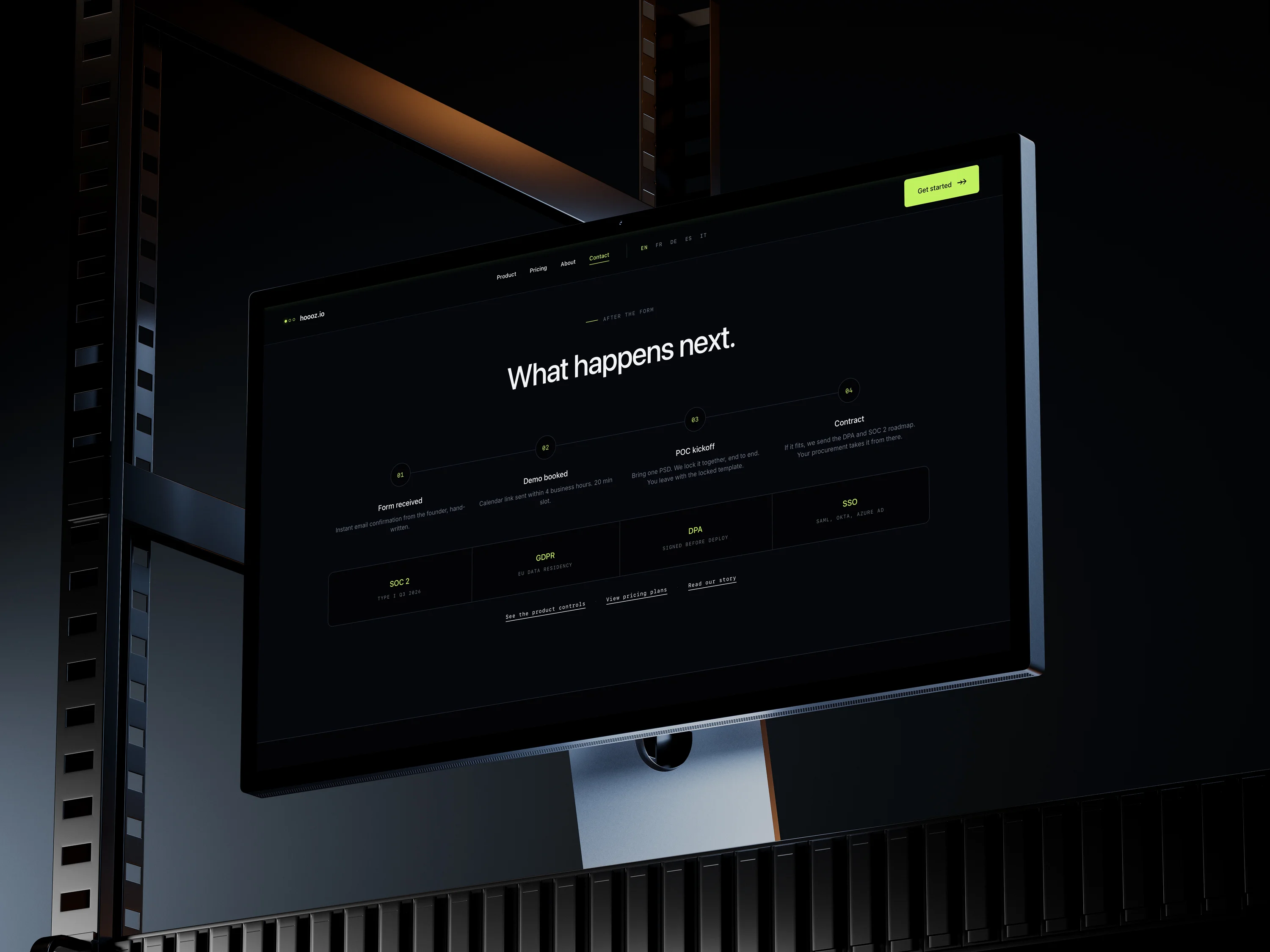 Hoooz — design mobile responsive sur l'accueil, les tarifs et le contact