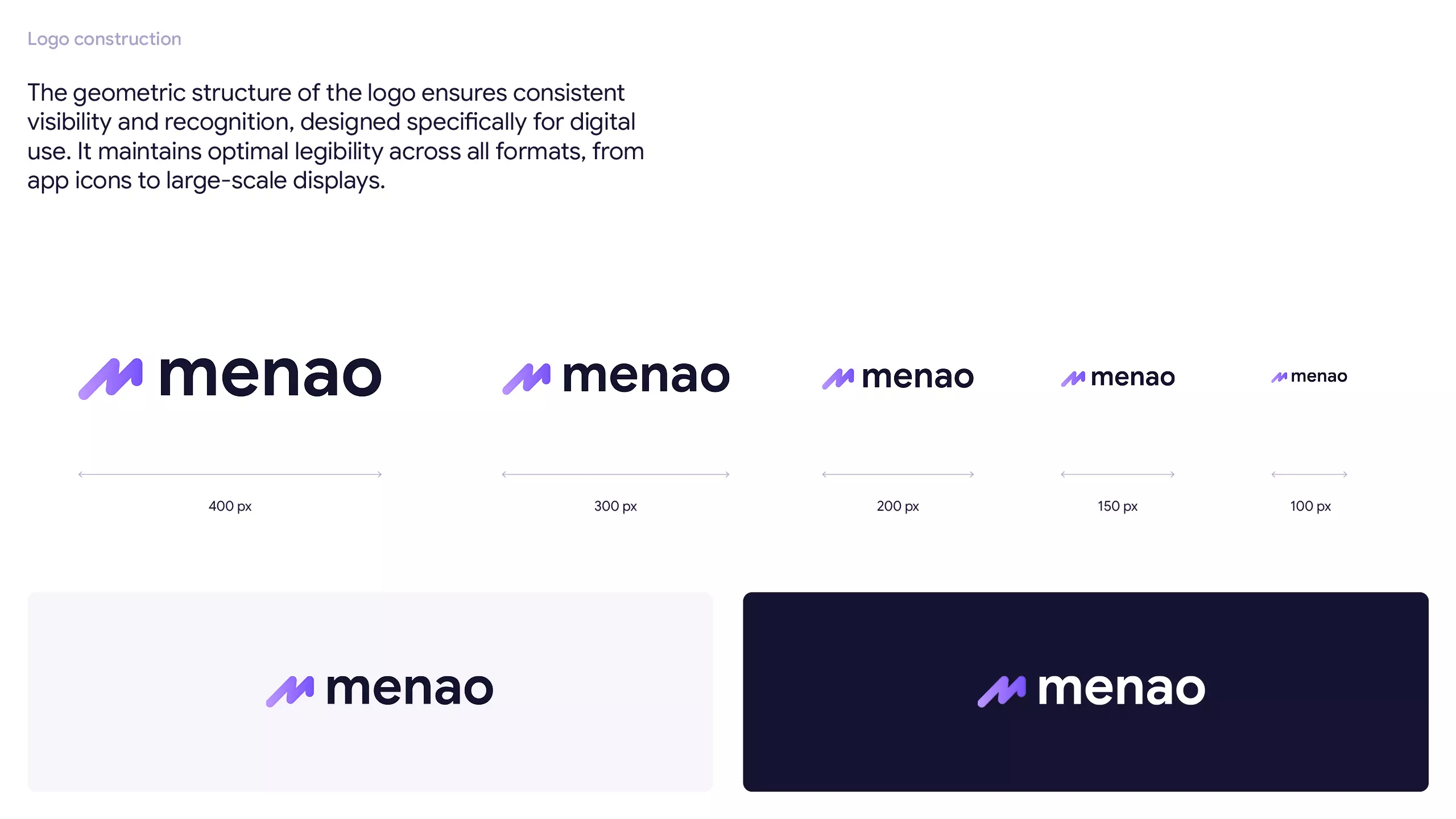 Menao® brand guidelines — digital product mockup and application