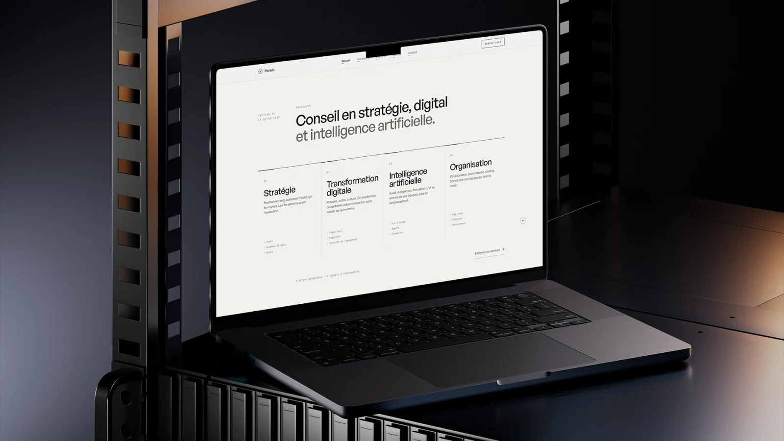 Parixia — site marketing pour un cabinet de conseil IA parisien