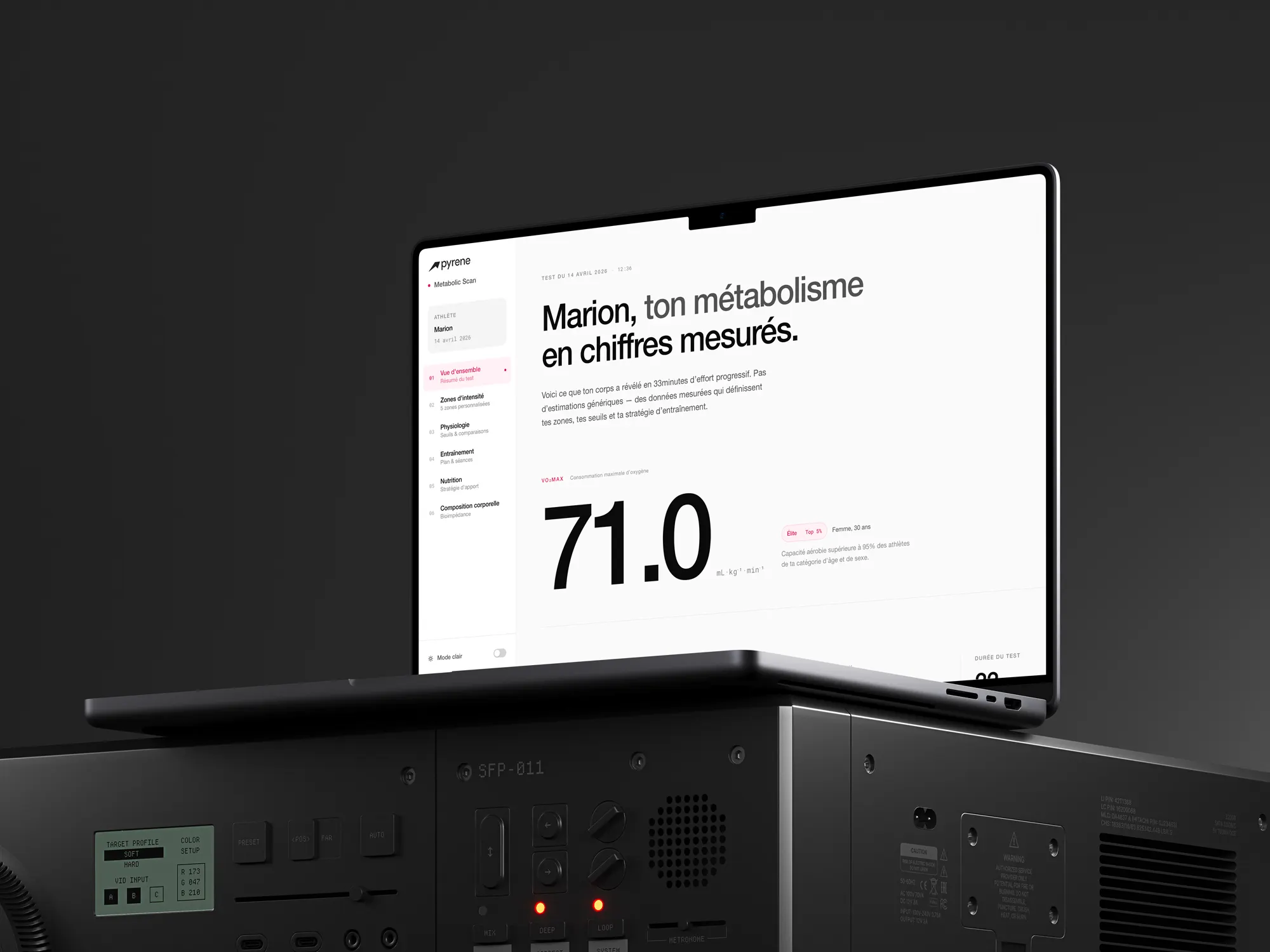 Pyrene® Scan Métabolique — dashboard de performance sur mesure pour athlètes d'endurance